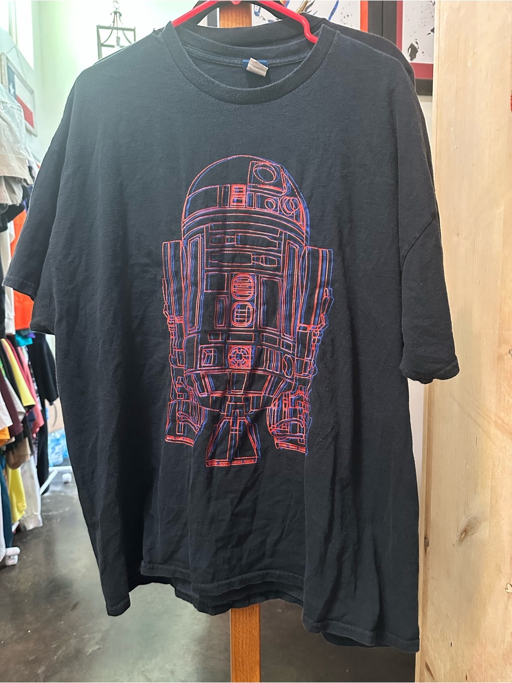 Star Wars Black Tee Blue Logo Tag and 3D Neon Accent Print